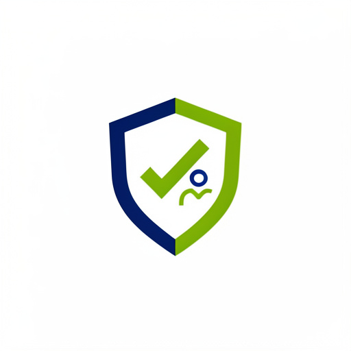 Emblème minimaliste représentant la prévention des risques, la santé et la sécurité au travail avec un bouclier géométrique et un symbole de protection, sur fond uni, sans texte.